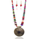 Jeweljunk Multi Beads Antique Gold Plated Statement Necklace Set - 1103308