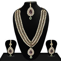 Vivant Charms Austrian Stone Necklace Set With Maang Tikka - 1103639