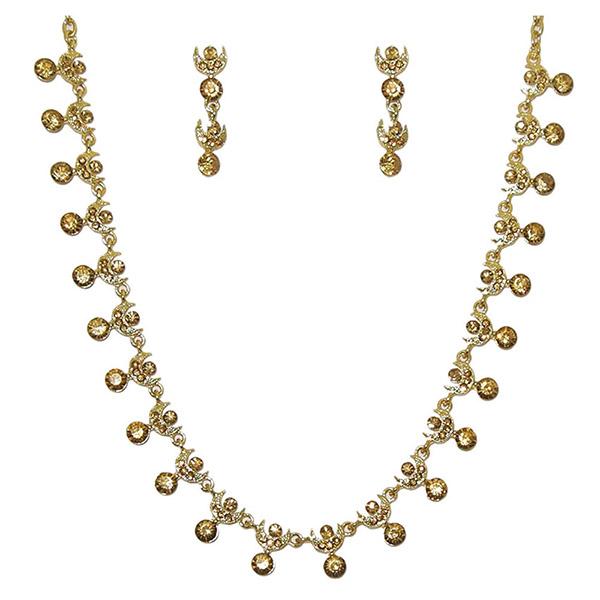 Kriaa Yellow Austrian Stone Gold Plated  Necklace Set - 1103806