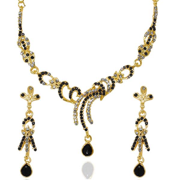 Kriaa Black Austrian Stone Gold Plated  Necklace Set - 1103925