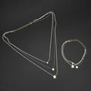 Urthn Silver Plated White Chain Statement Necklace With Bracelet - 1104025C