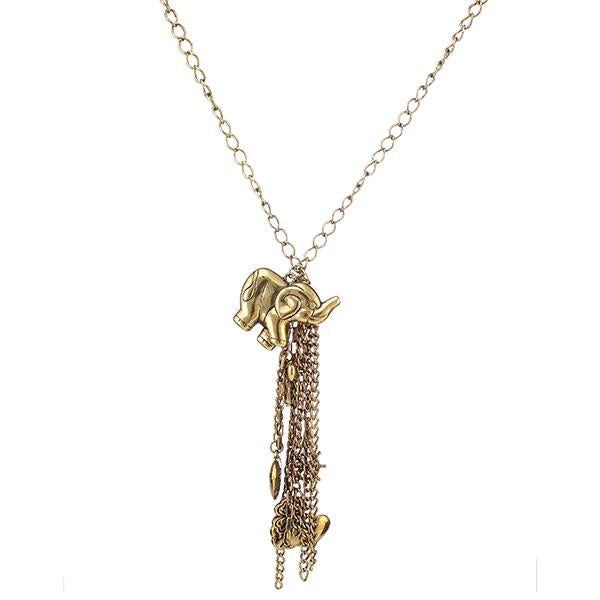 Urthn Gold Plated  Elephant Shape Statement Necklace - 1104123