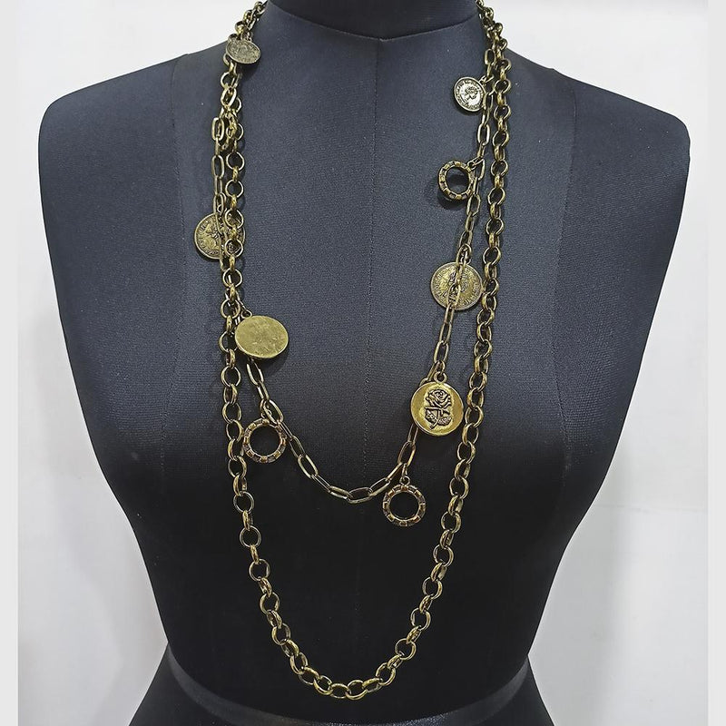 Urthn Gold Plated Double Chain Statement Necklace -1104137