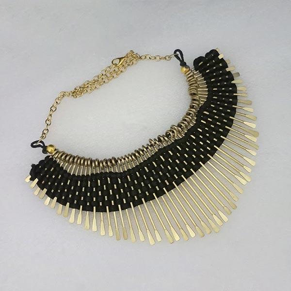 Urthn Black Thread Gold Plated Statement Necklace - 1104143G