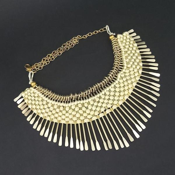 Urthn Gold Plated Golden Thread Statement Necklace - 1104143J