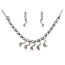 Kriaa White Austrian Stone Rhodium Plated Necklace Set - 1104201