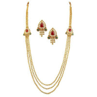 Kriaa Maroon Austrian Stone Gold Plated Necklace Set