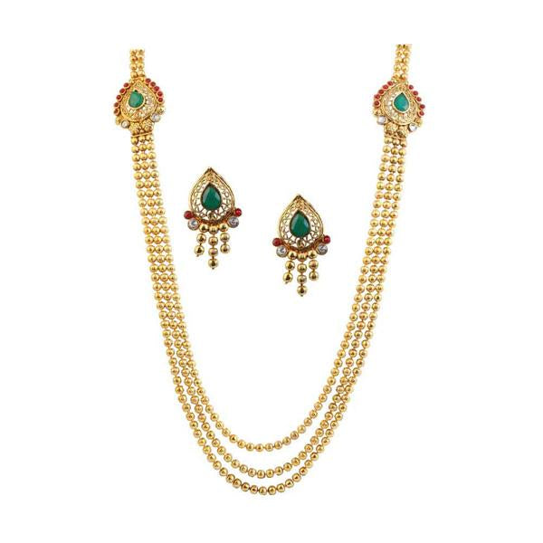 Utkrishtt Green Austrian Stone Gold Plated Traditional Necklace Set - 1104519