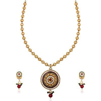 Kriaa Austrian Stone Maroon Meenakari Necklace Set - 1104539