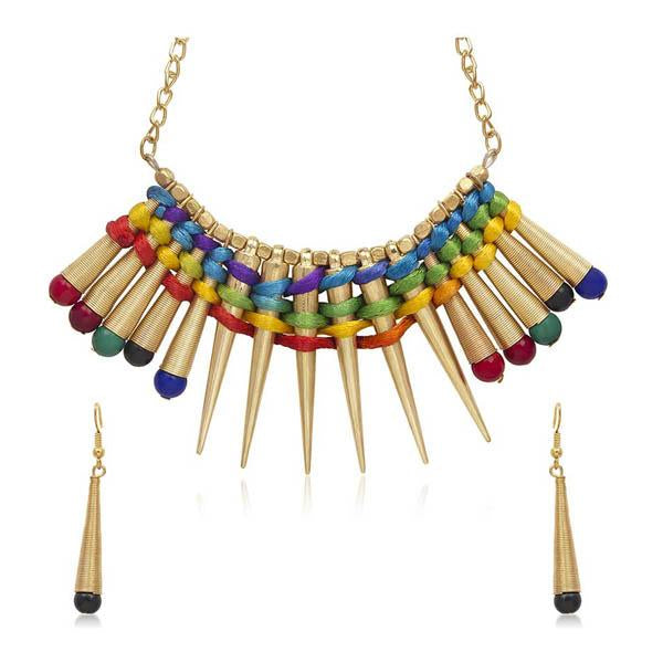 Beadside Multicolor Beads Gold Plated Necklace Set - 1104725