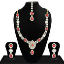 Vivant Charms Red Crystal Stone Neckace Set With Maang Tikka - 1105107