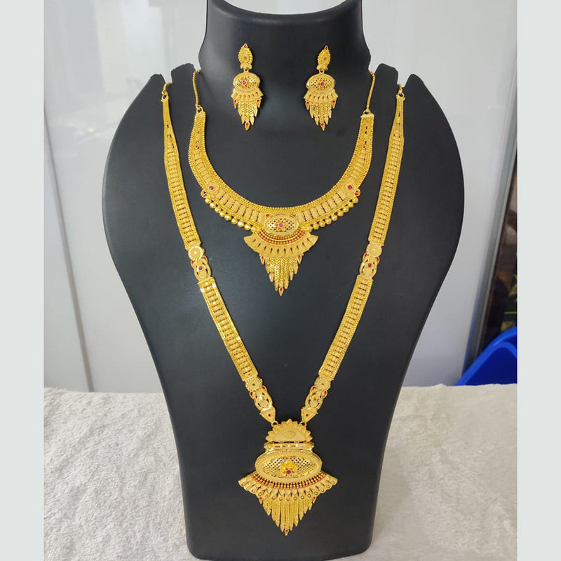 Pari Art Jewellery Forming Gold Double Necklace Set