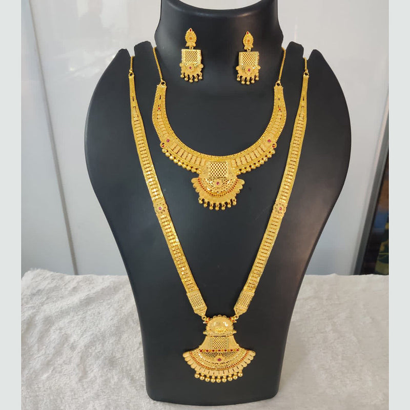 Pari Art Jewellery Forming Gold Double Necklace Set