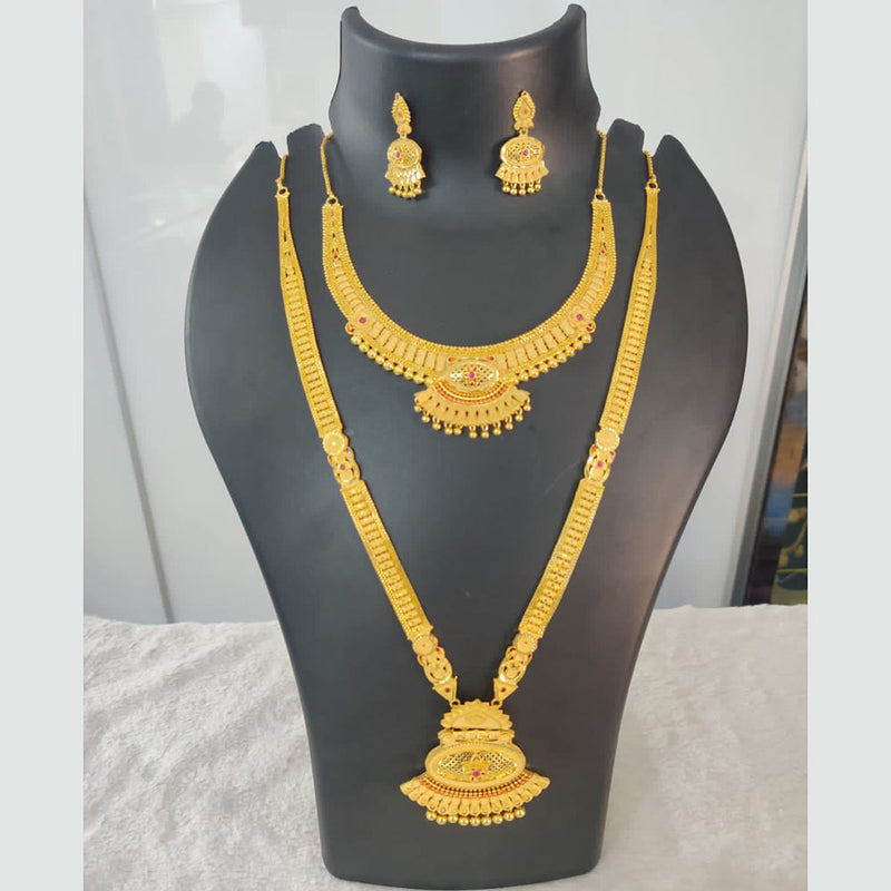 Pari Art Jewellery Forming Gold Double Necklace Set