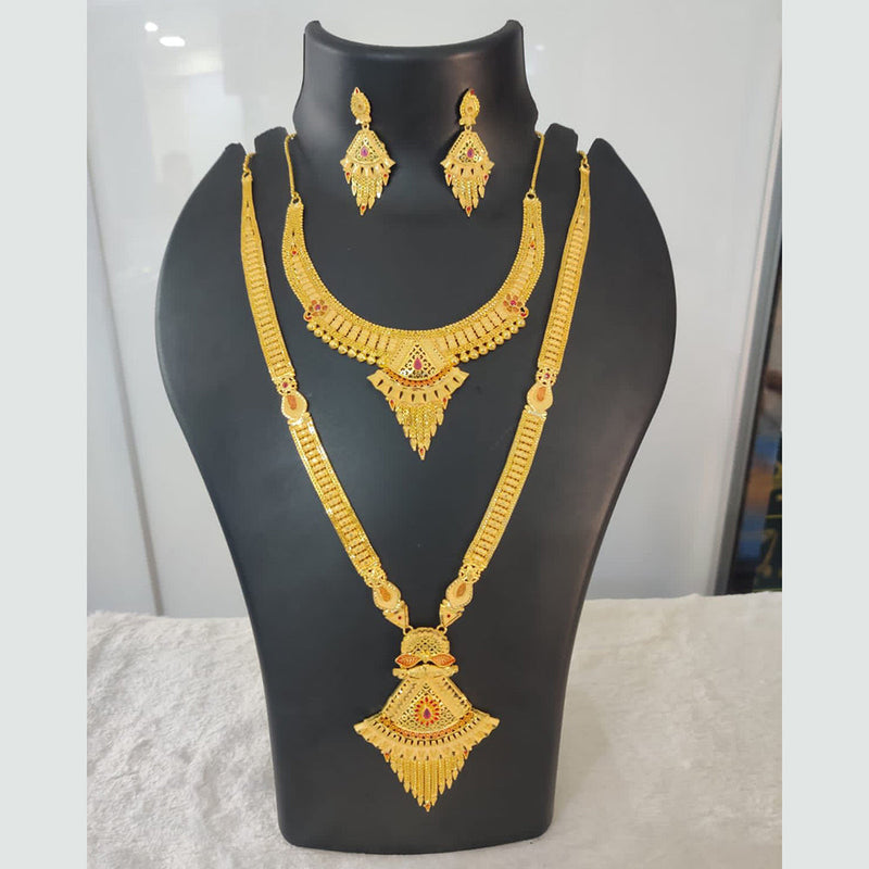 Pari Art Jewellery Forming Gold Double Necklace Set