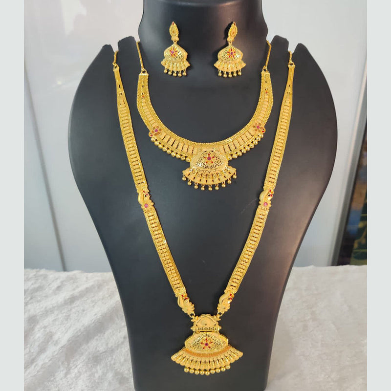 Pari Art Jewellery Forming Gold Double Necklace Set