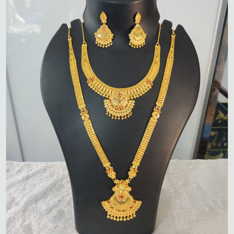 Pari Art Jewellery Forming Gold Double Necklace Set