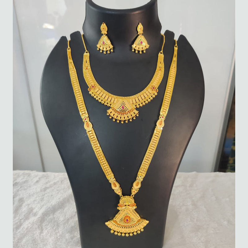 Pari Art Jewellery Forming Gold Double Necklace Set