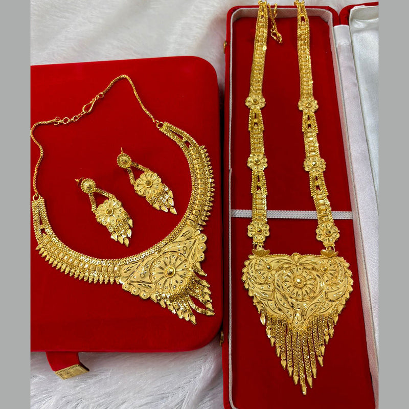 Pari Art Jewellery Forming Gold Double Necklace Set