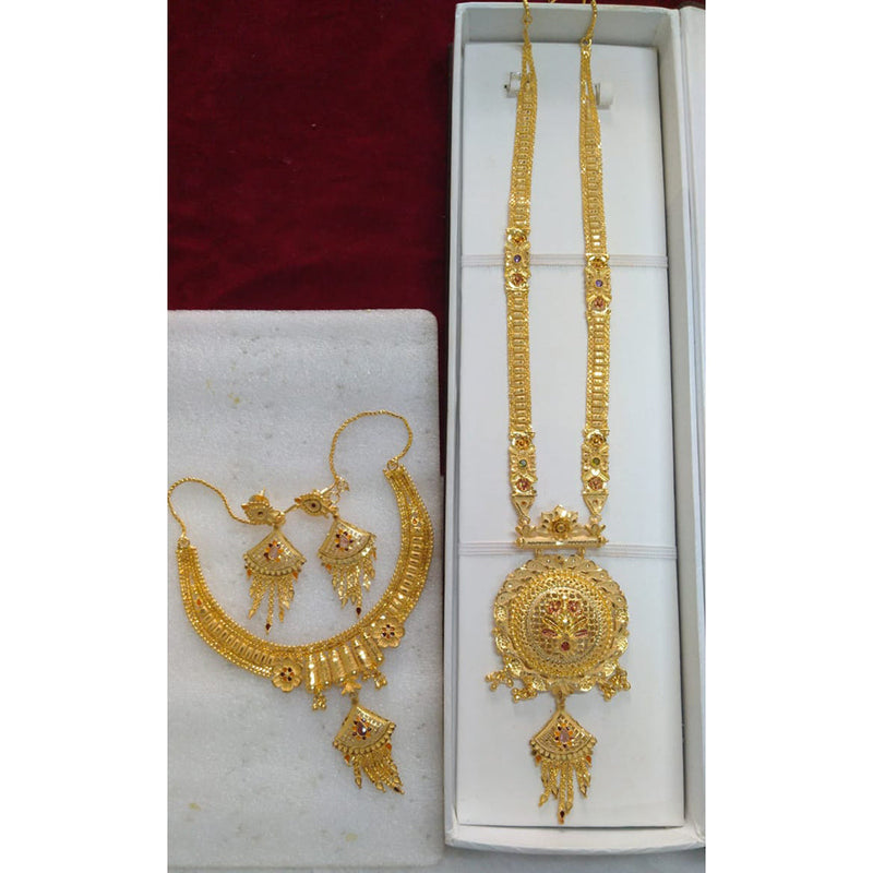 Pari Art Jewellery Forming Gold Combo Necklace Set