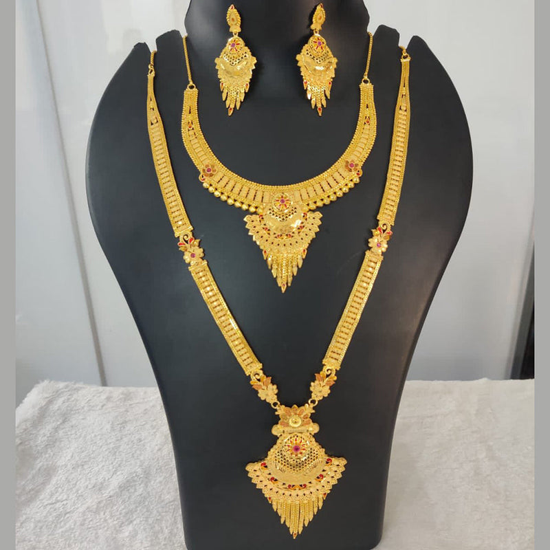 Pari Art Jewellery Forming Gold Double Necklace Set