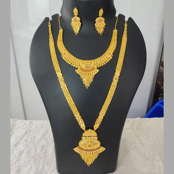 Pari Art Jewellery Forming Gold Double Necklace Set