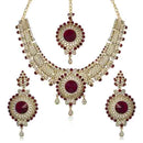 Kriaa Austrian Stone Gold Plated Necklace Set With Maang Tikka - 1105310