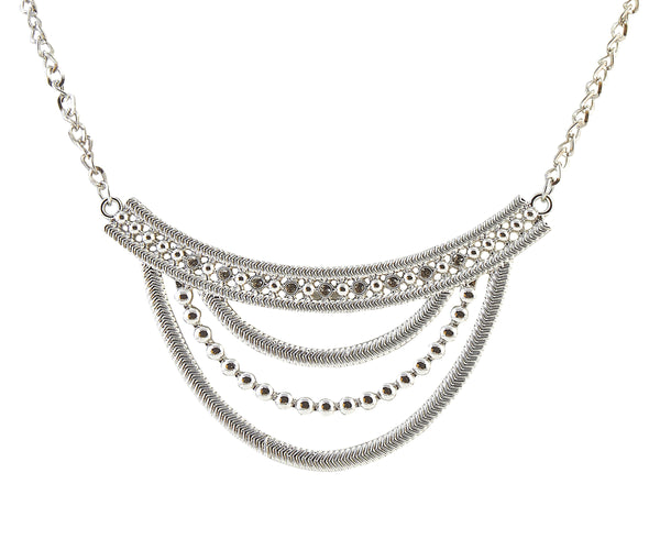 Jeweljunk Austrian Stone Silver Plated Statement Necklace - 1105430