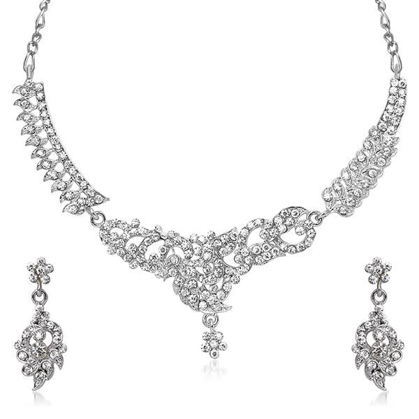 Kriaa Silver Plated Austrian Stone Necklace Set