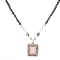 Urthn Pink Austrian Stone Rhodium Plated Fusion Necklace - 1105715