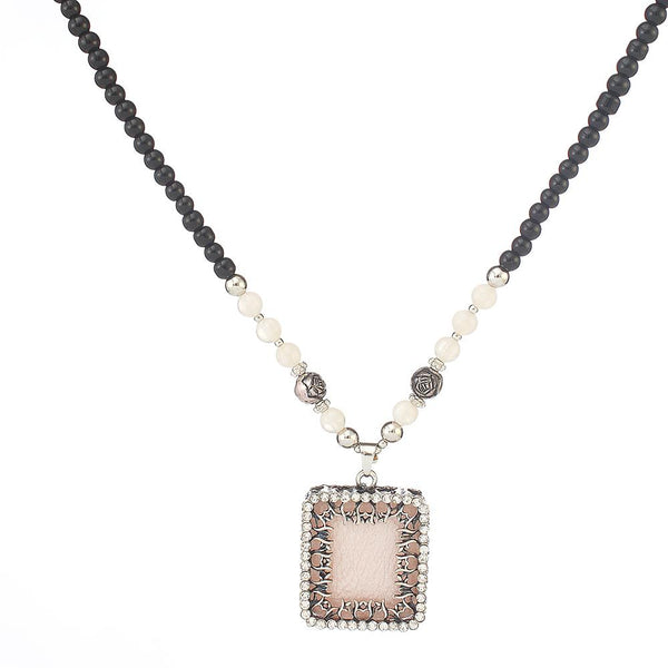 Urthn Pink Austrian Stone Rhodium Plated Fusion Necklace - 1105715