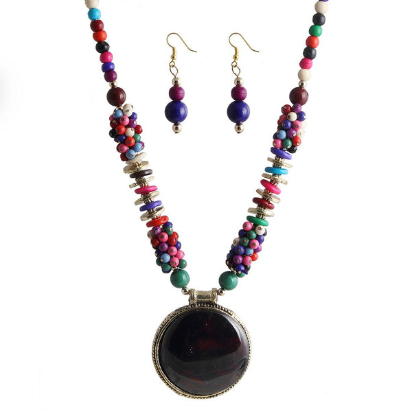 Beadside Multicolor Beads Fusion Necklace Set - 1105926