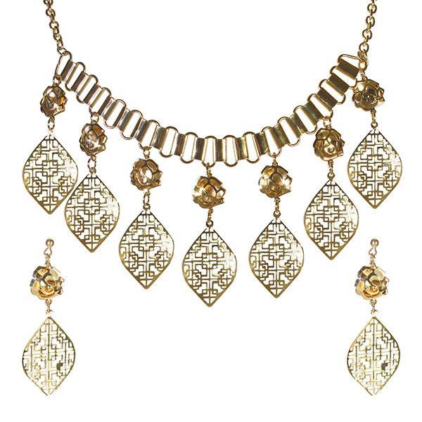 Urthn Gold Plated Statement Necklace Set - 1106005