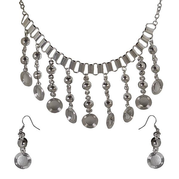 Jeweljunk Rhodium Plated Statement Necklace Set - 1106009