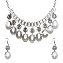 Jeweljunk Rhodium Plated Statement Necklace Set -1106011