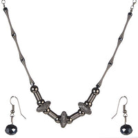Urthn Beads Oxidised Plated Statement Necklace Set - 1106109