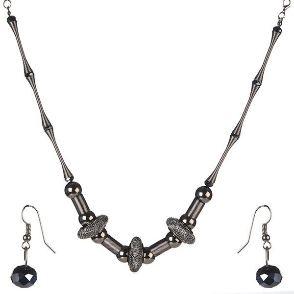 Urthn Beads Oxidised Plated Statement Necklace Set - 1106109