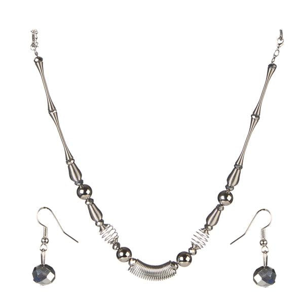 Urthn Rhodium Plated Beads Necklace Set - 1106113