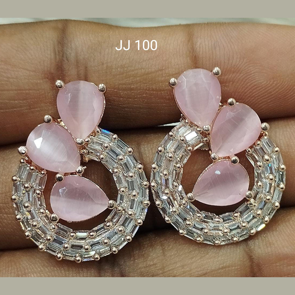 Jain Jewellers Rose Gold Plated Ad Stone Dangler Earrings