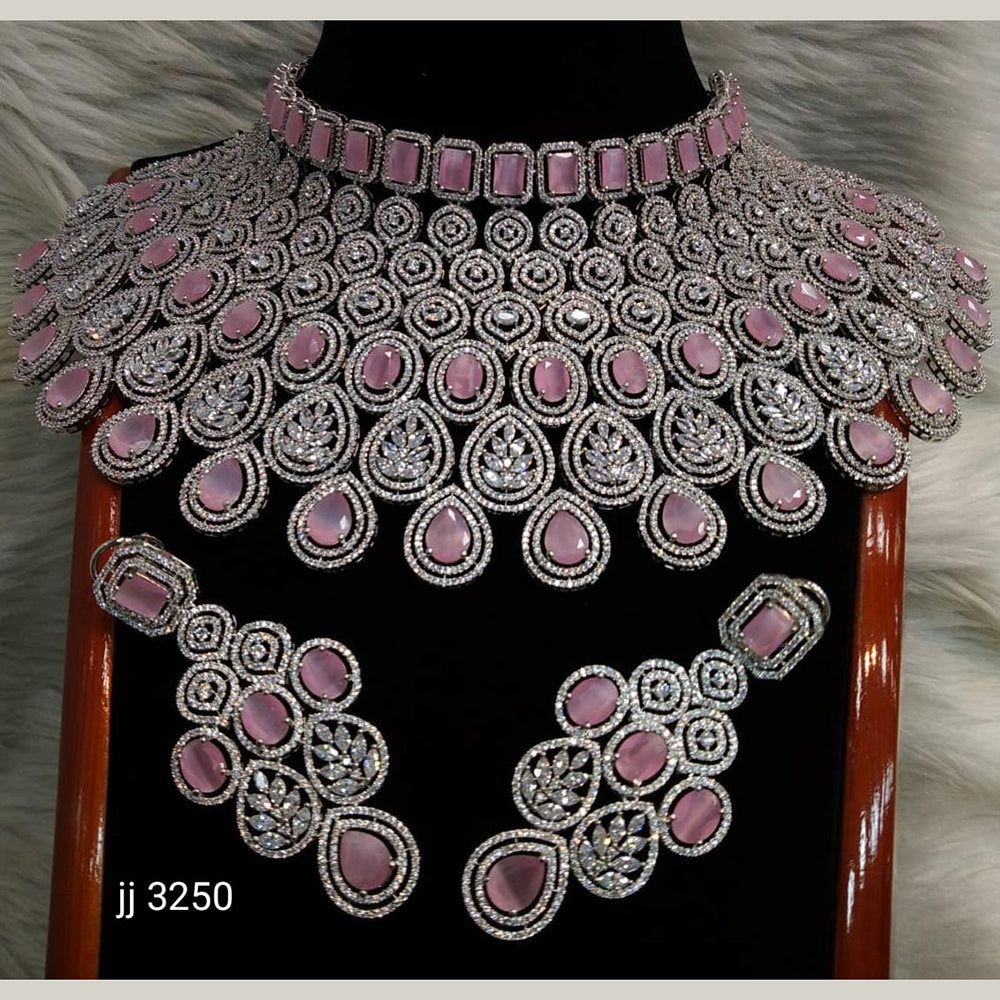 Jain Jewellers American Diamond Necklace Set - 11061598