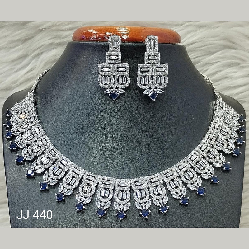 Jain Jewellers American Diamond Necklace Set - 11061623
