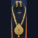 Jain Jewellers Gold Plated Pota Stone Long Haram Necklace Set - 11061710