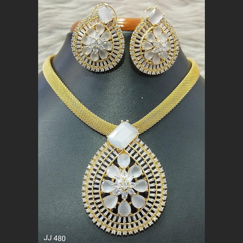 Jain Jewellers American Diamond Necklace Set - 11061774