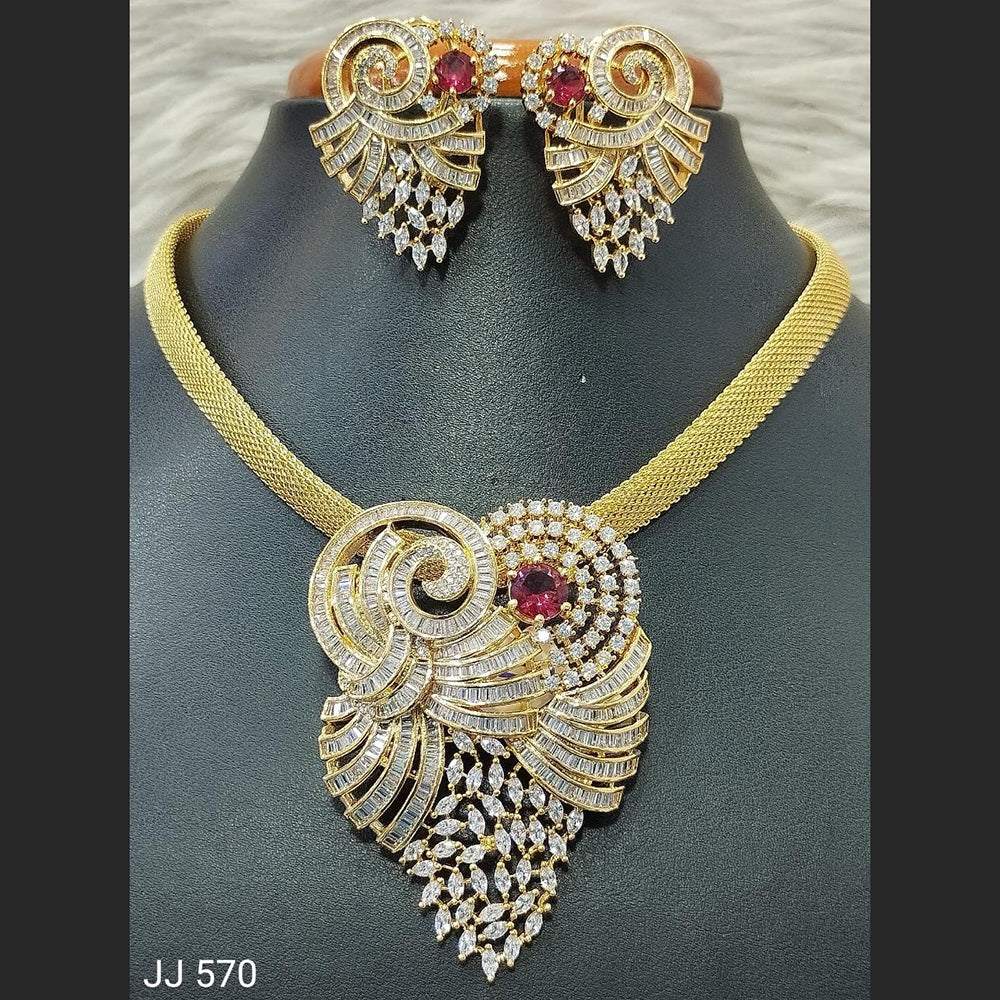 Jain Jewellers American Diamond Necklace Set - 11061776