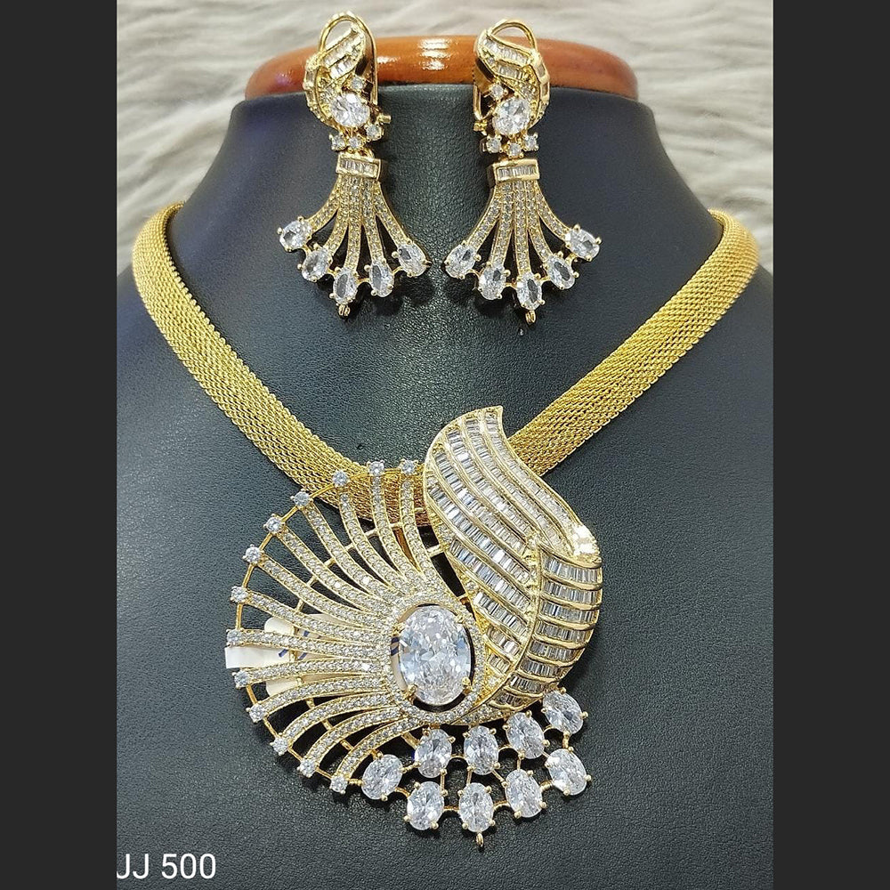Jain Jewellers American Diamond Necklace Set - 11061777