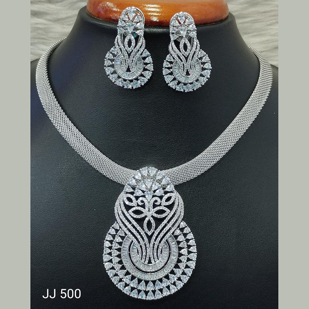 Jain Jewellers American Diamond Necklace Set - 11062026
