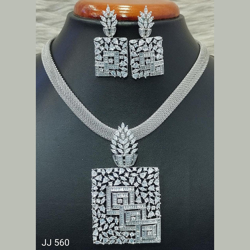 Jain Jewellers American Diamond Necklace Set - 11062031