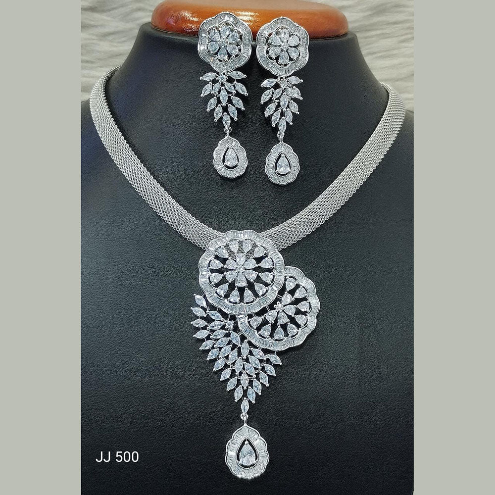 Jain Jewellers American Diamond Necklace Set - 11062035
