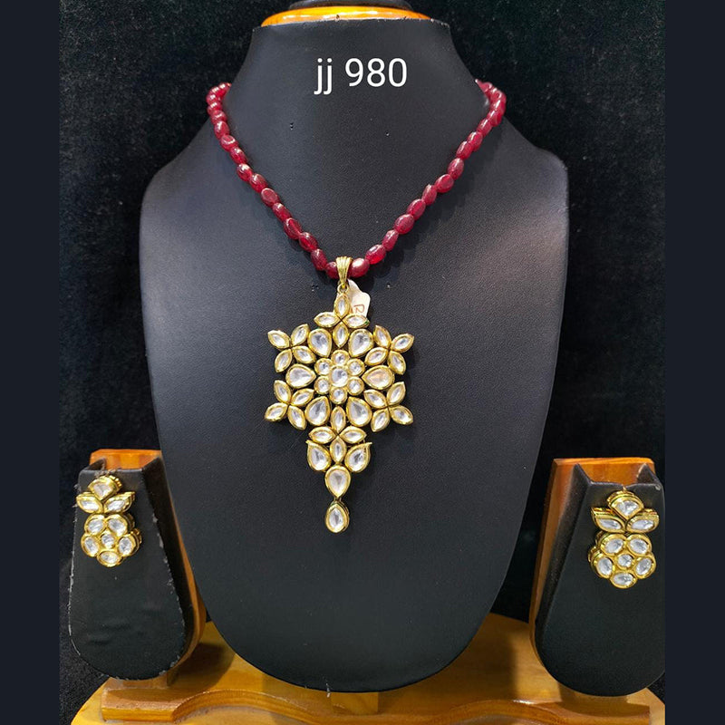 Jain Jewellers Gold Plated Kundan Stone Necklace Set - 11062046