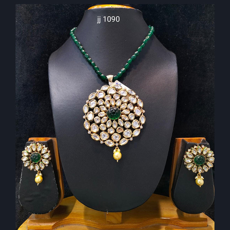 Jain Jewellers Gold Plated Kundan Stone Necklace Set - 11062047